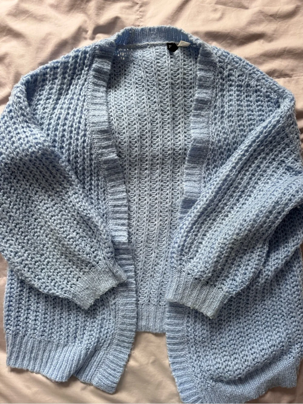 H&M Light Blue Open-Front Chunky Knit Cardigan